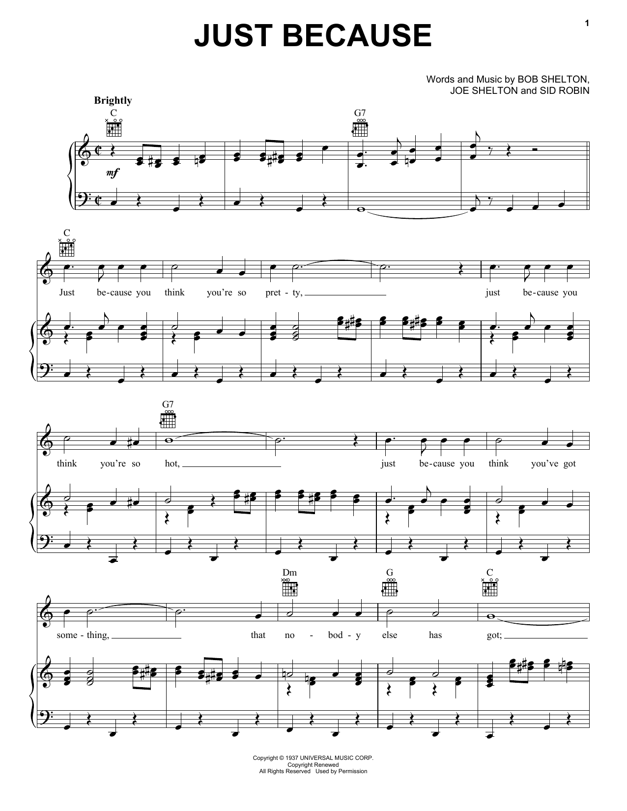 Frankie Yankovic Just Because sheet music notes and chords. Download Printable PDF.