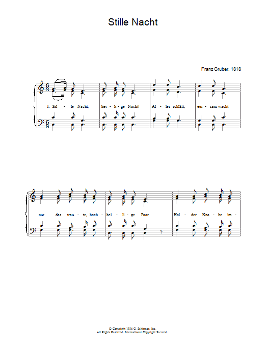 Weihnachtslied Stille Nacht sheet music notes and chords. Download Printable PDF.