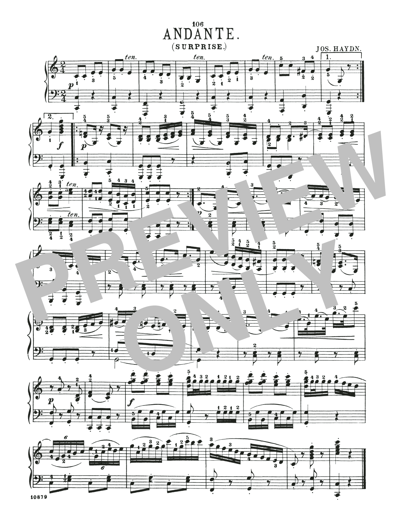 Andante In C Major Surprise Sheet Music By Franz Joseph Haydn Piano Solo Download 1 Page