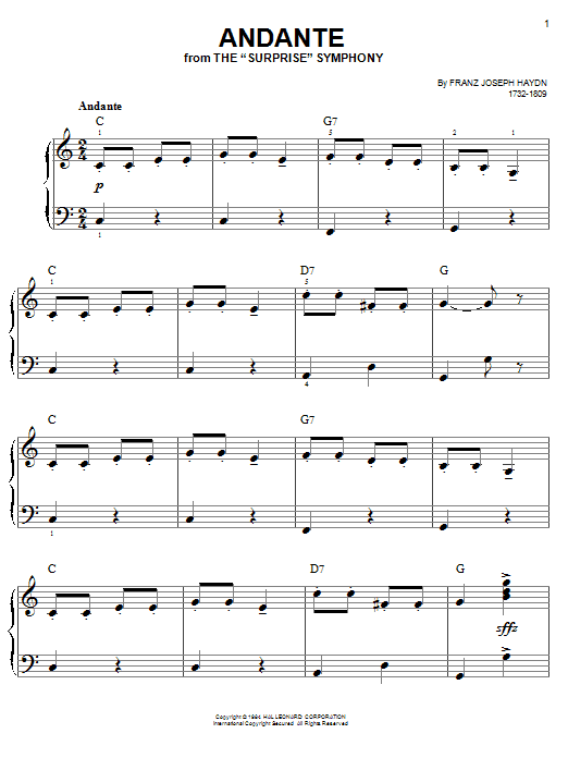 Franz Joseph Haydn Andante sheet music notes and chords. Download Printable PDF.