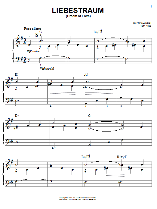 Franz Liszt Liebestraum No.3 (Dream Of Love) sheet music notes and chords. Download Printable PDF.