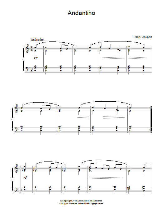 Franz Schubert Andantino sheet music notes and chords. Download Printable PDF.