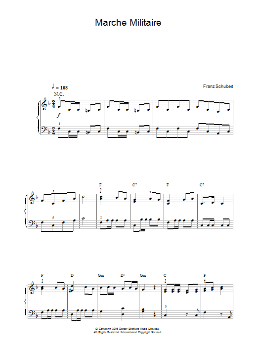 Franz Schubert Marche Militaire sheet music notes and chords. Download Printable PDF.