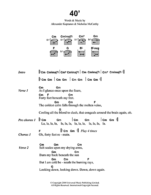 Learn to play Franz Ferdinand 40' sheet music for Guitar Tab in minutes. Franz Ferdinand 40' sheet music notes and chords. Download Printable PDF.
