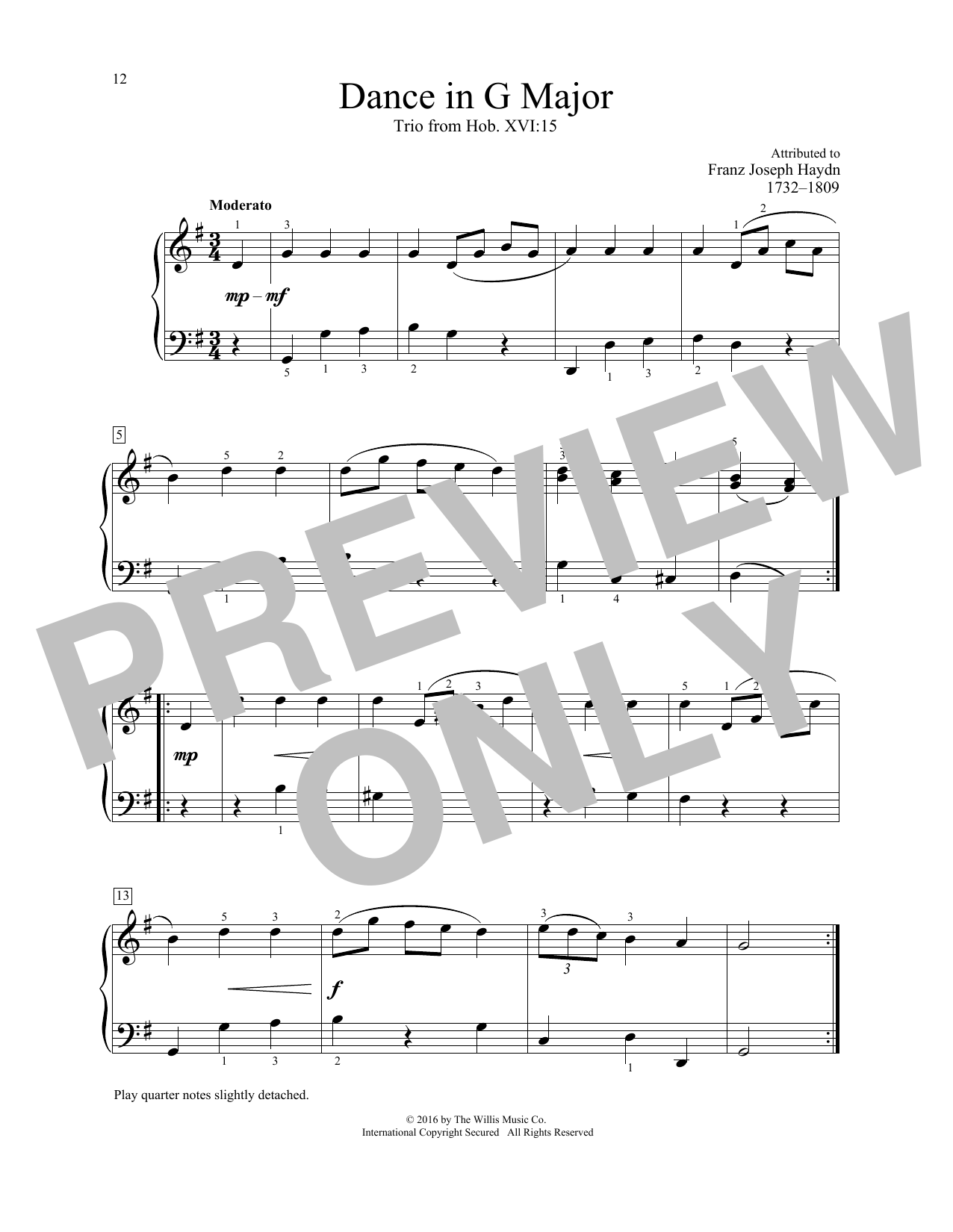 Learn to play Franz Joseph Haydn Dance In G Major, Trio from Hob. XVI:15 sheet music for Educational Piano in minutes. Franz Joseph Haydn Dance In G Major, Trio from Hob. XVI:15 sheet music notes and chords. Download Printable PDF.