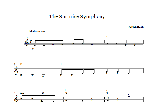 Franz Joseph Haydn The Surprise Symphony sheet music notes and chords. Download Printable PDF.