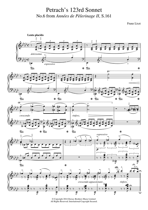 Learn to play Franz Liszt Annees De Pelerinage II, No.6: Petrarch's 123rd Sonnet sheet music for Piano Solo in minutes. Franz Liszt Annees De Pelerinage II, No.6: Petrarch's 123rd Sonnet sheet music notes and chords. Download Printable PDF.