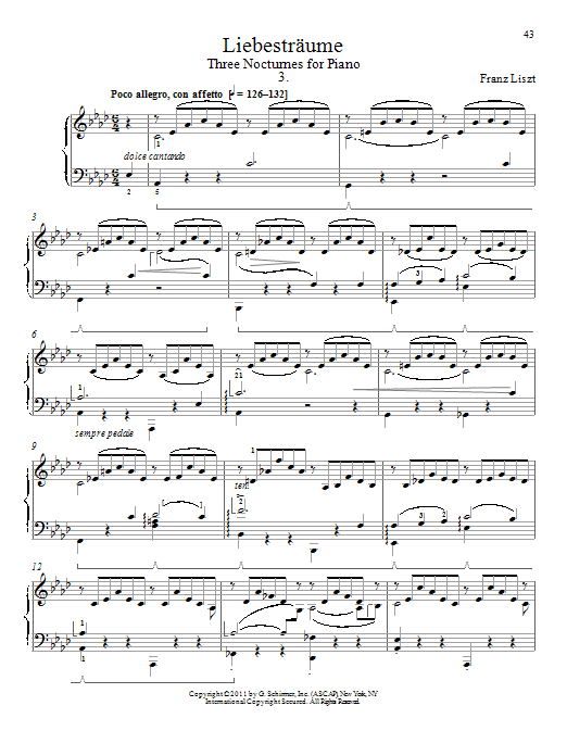 Franz Liszt Libestraum No. 3 sheet music notes and chords. Download Printable PDF.