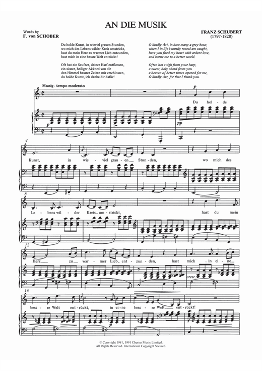 Franz Schubert An Die Musik sheet music notes and chords. Download Printable PDF.