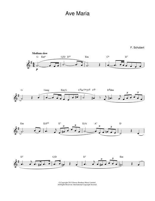Franz Schubert Ave Maria sheet music notes and chords. Download Printable PDF.