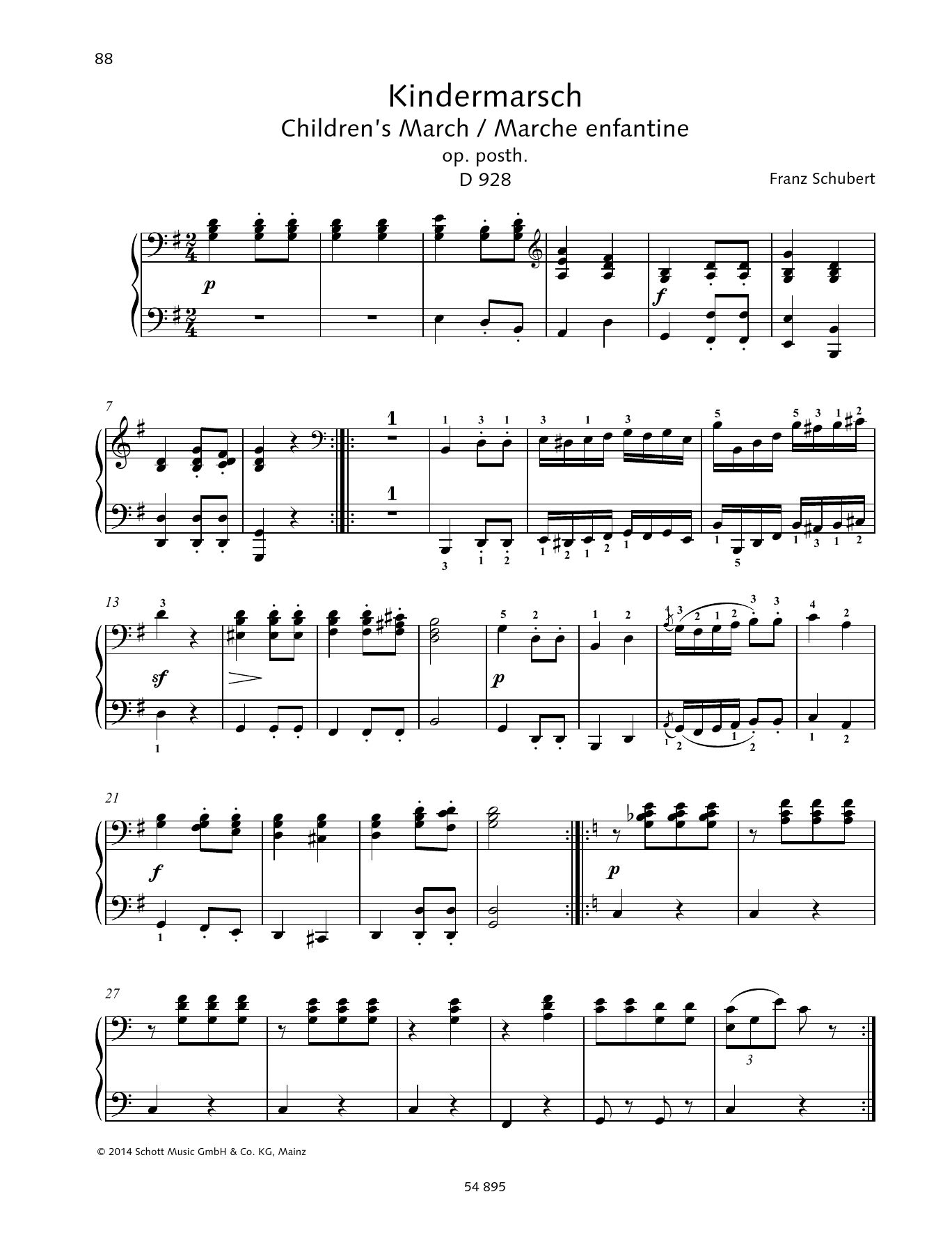 Franz Schubert Children's March sheet music notes and chords. Download Printable PDF.