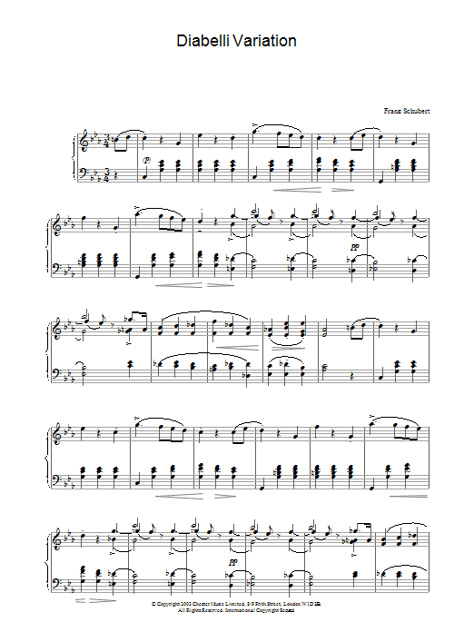 Franz Schubert Diabelli Variation sheet music notes and chords. Download Printable PDF.