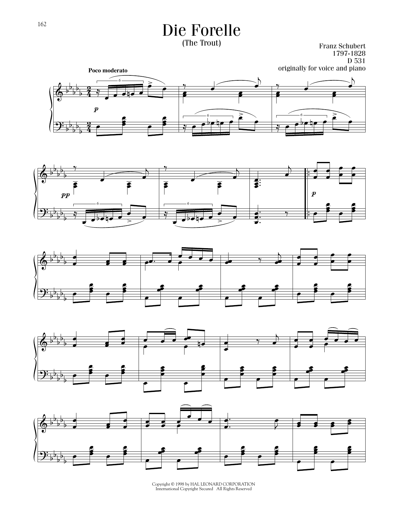 Franz Schubert Die Forelle sheet music notes and chords. Download Printable PDF.