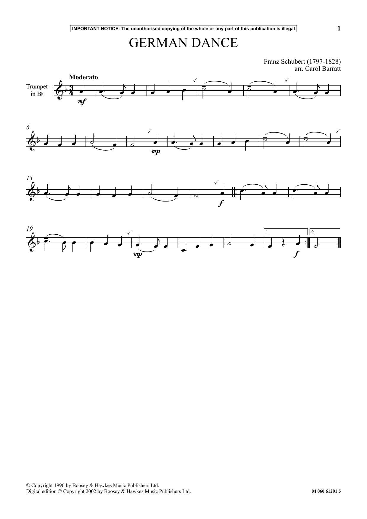 Franz Schubert German Dance sheet music notes and chords. Download Printable PDF.