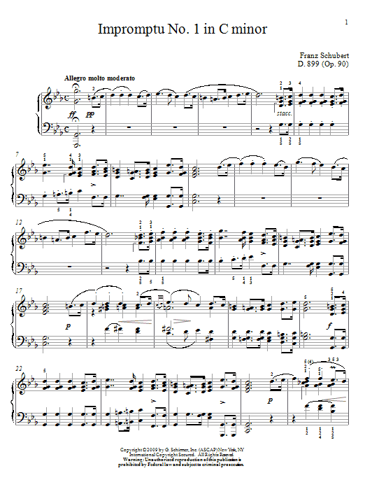 Learn to play Franz Schubert Impromptu No. 1 In C Minor sheet music for Piano Solo in minutes. Franz Schubert Impromptu No. 1 In C Minor sheet music notes and chords. Download Printable PDF.