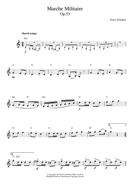 Franz Schubert Marche Militaire sheet music notes and chords. Download Printable PDF.