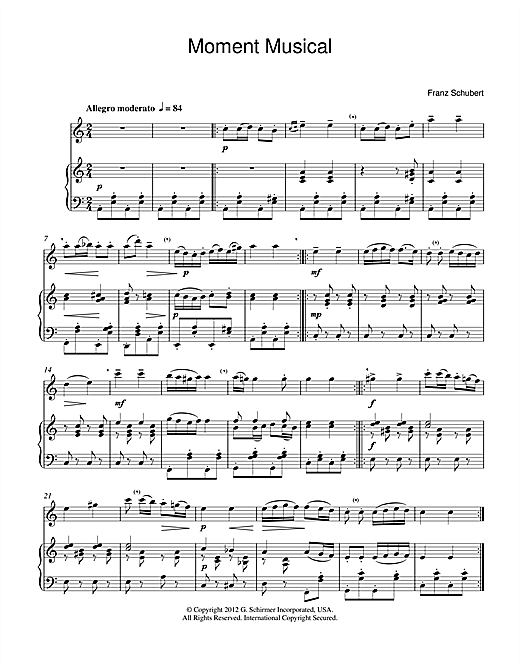 Franz Schubert Moment Musical sheet music notes and chords. Download Printable PDF.