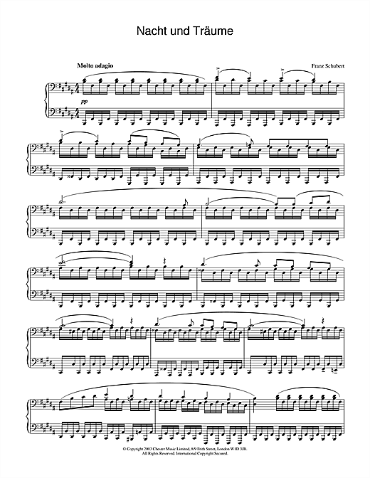 Learn to play Franz Schubert Nacht und Träume D.827 sheet music for Piano Solo in minutes. Franz Schubert Nacht und Träume D.827 sheet music notes and chords. Download Printable PDF.