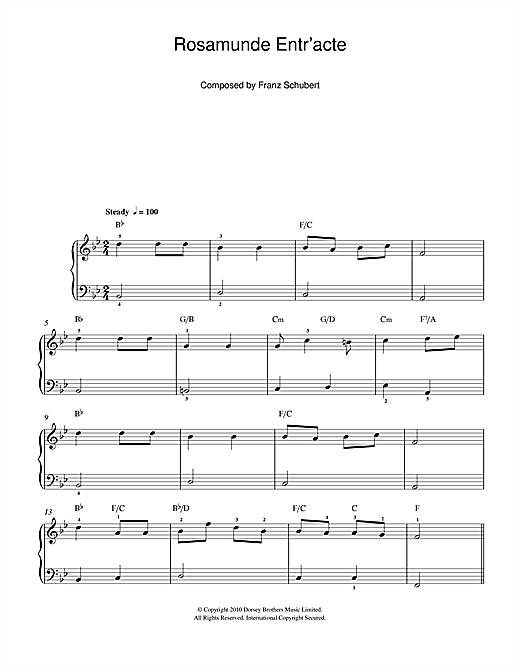 Franz Schubert Rosamunde Entr'acte sheet music notes and chords. Download Printable PDF.