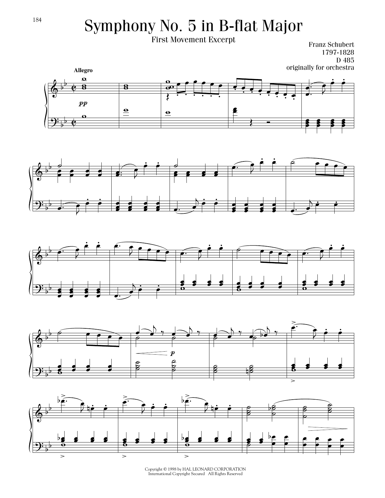 Franz Schubert 'Symphony No. 5 in B-flat Major, First Movement Excerpt ...