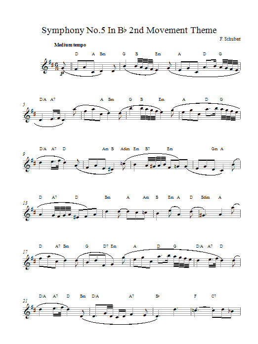 Franz Schubert Symphony No.5 in B Flat Major - 2nd Movement: Andante con moto sheet music notes and chords. Download Printable PDF.