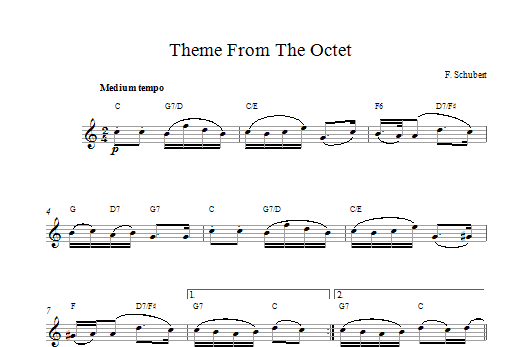 Franz Schubert Theme From The Octet sheet music notes and chords. Download Printable PDF.