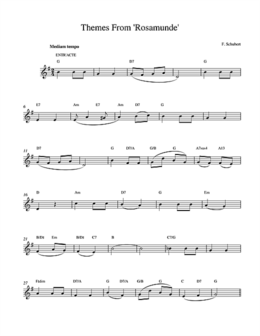 Franz Schubert Themes From Rosamunde sheet music notes and chords. Download Printable PDF.