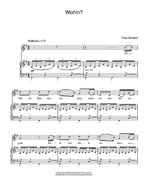 Franz Schubert Wohin sheet music notes and chords. Download Printable PDF.