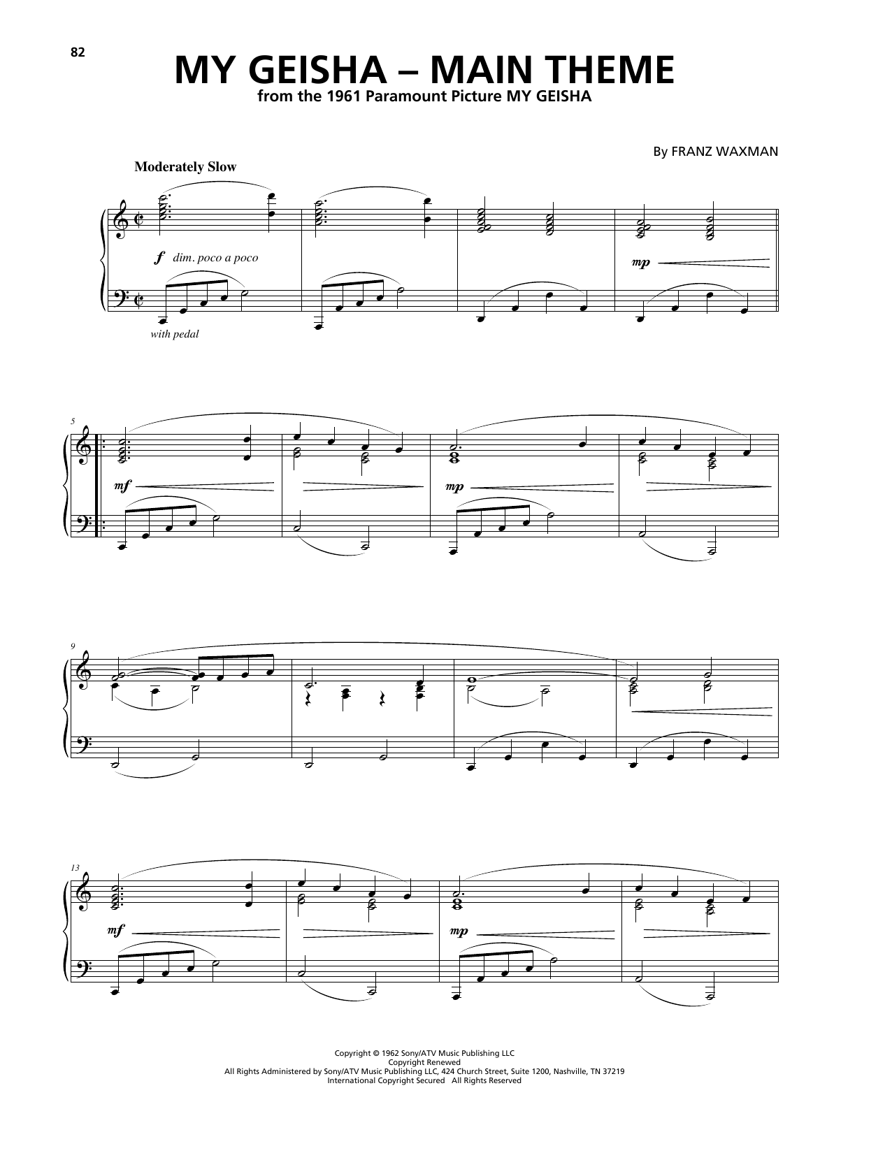 Franz Waxman My Geisha Main Title Sheet Music Pdf Notes
