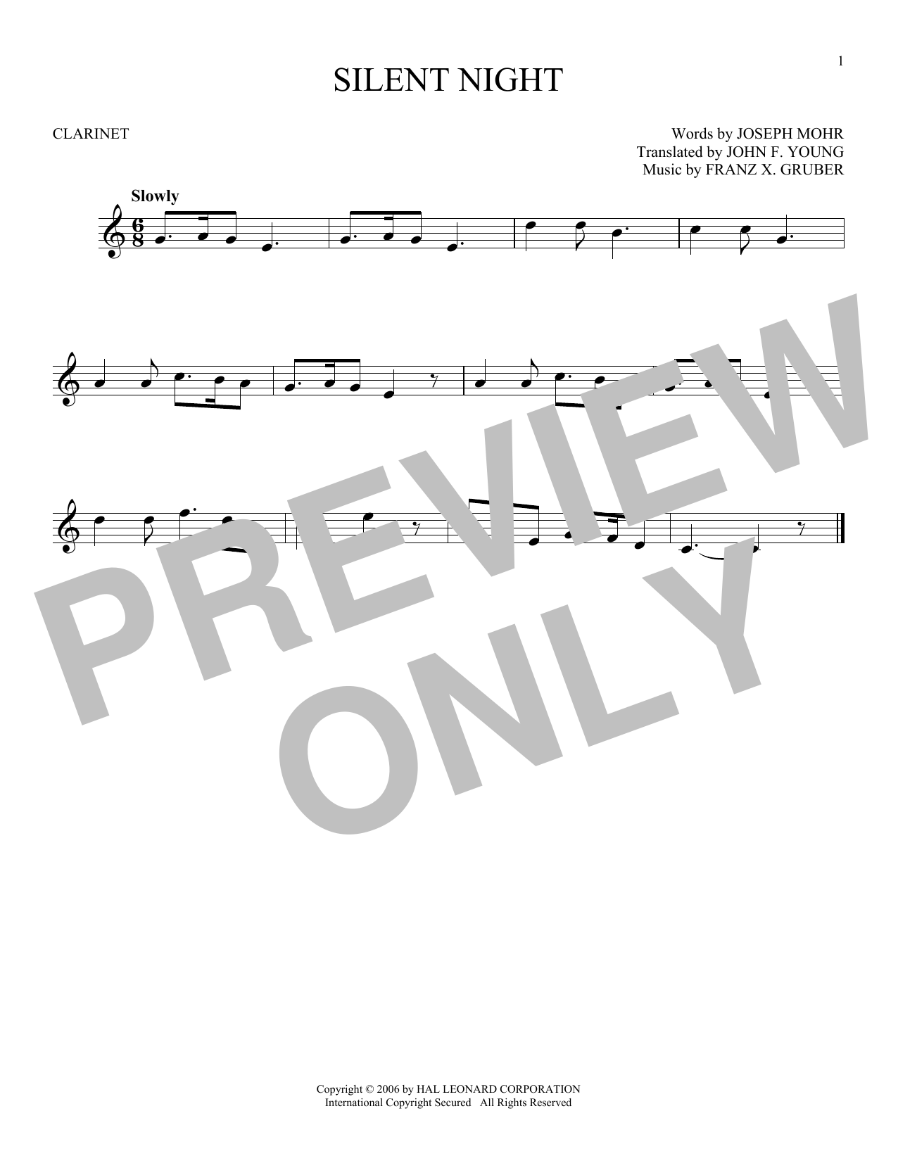 Franz X. Gruber Silent Night sheet music notes and chords. Download Printable PDF.