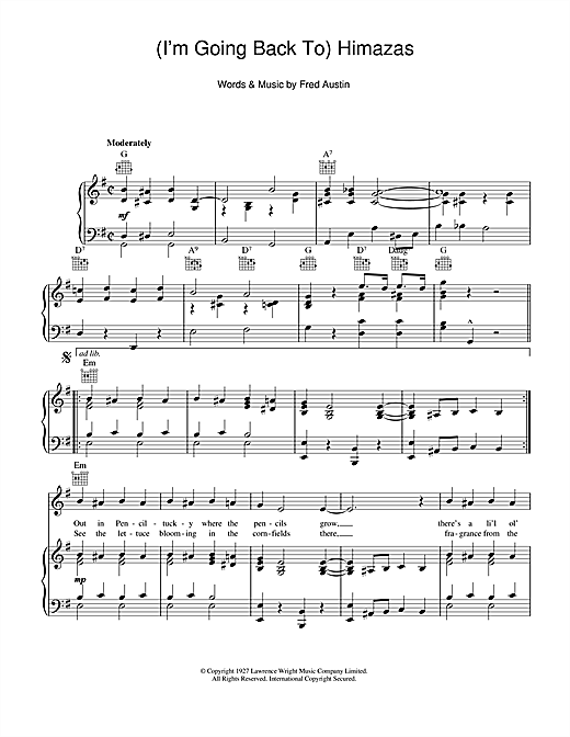 Fred Austin I M Going Back To Himazas Sheet Music Pdf Notes