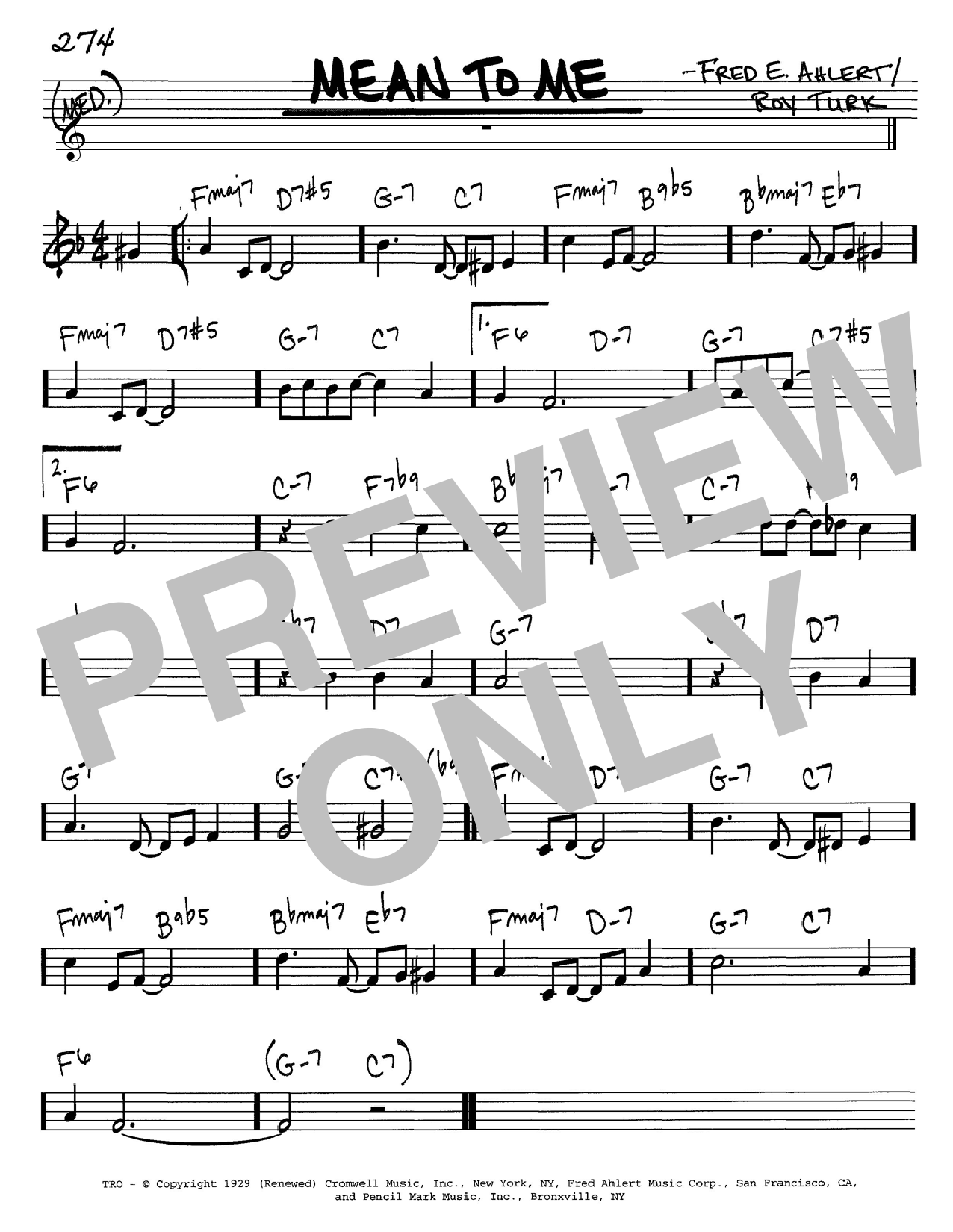 Learn to play Fred E. Ahlert Mean To Me sheet music for Real Book – Melody & Chords in minutes. Fred E. Ahlert Mean To Me sheet music notes and chords. Download Printable PDF.