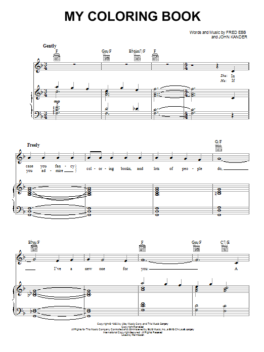 Download Fred Ebb My Coloring Book Sheet Music Pdf Notes Chords Pop Score Piano Vocal Guitar Right Hand Melody Download Printable Sku 18293