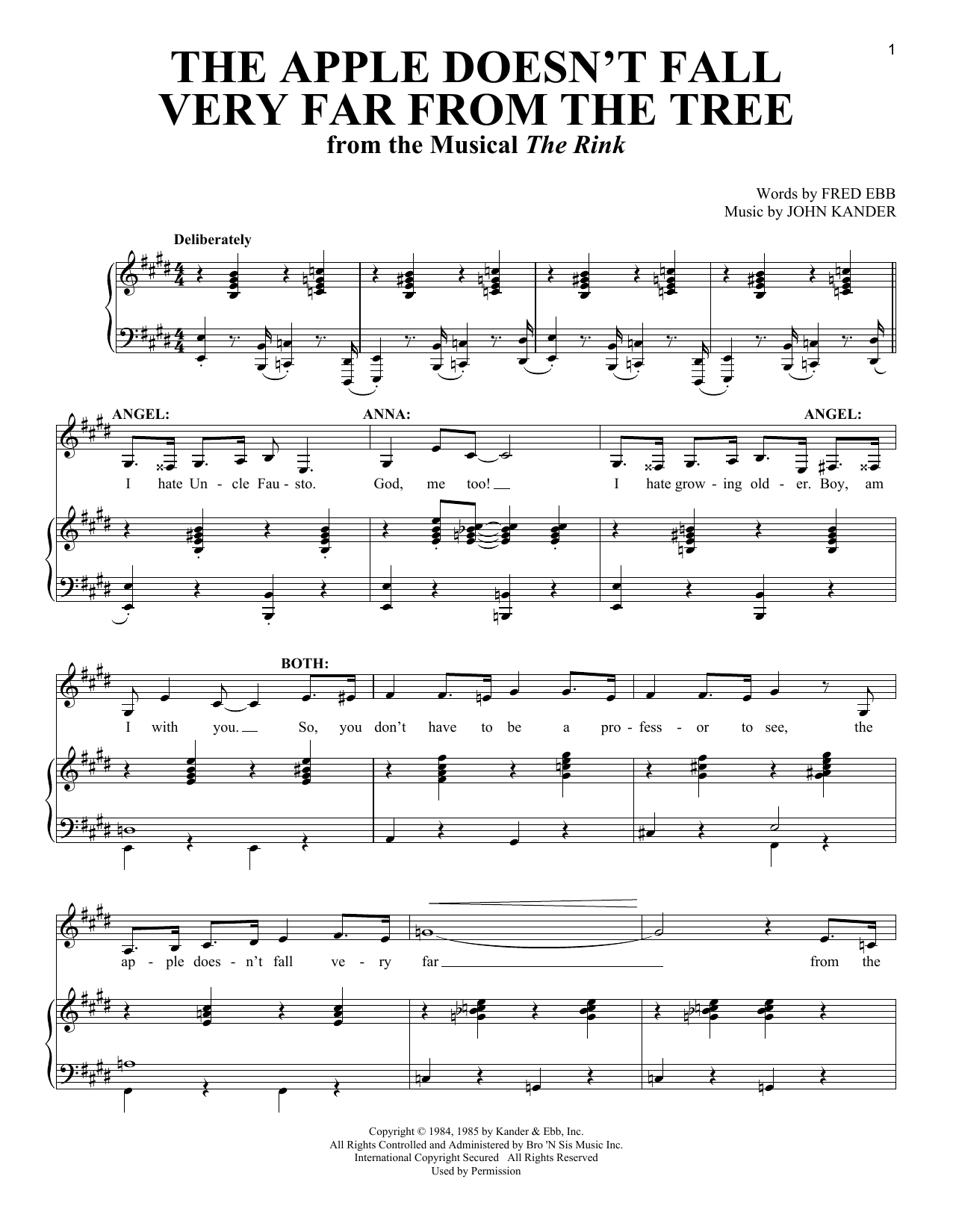 Fred Ebb The Apple Doesn't Fall Very Far From The Tree sheet music notes and chords. Download Printable PDF.