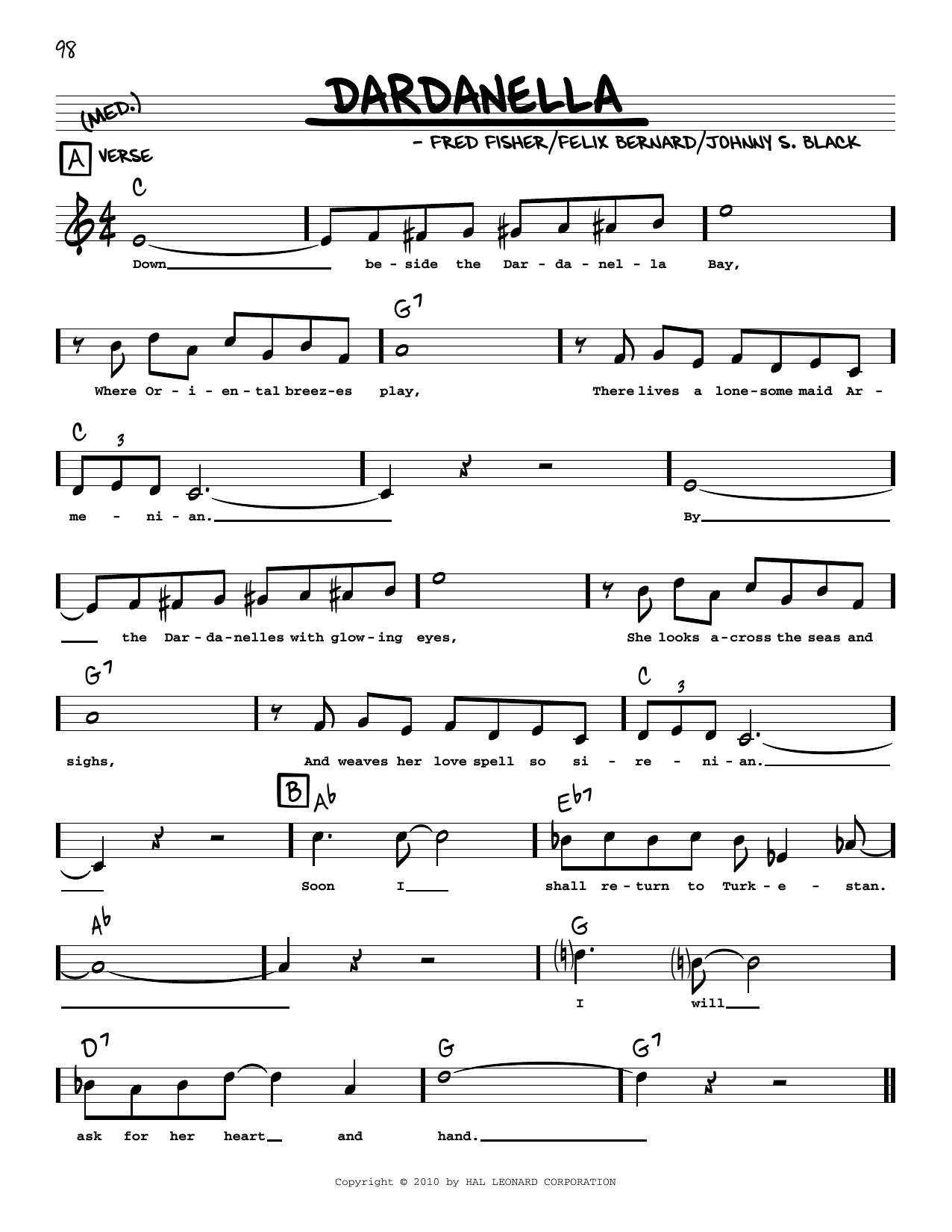 Fred Fisher Dardanella sheet music notes and chords. Download Printable PDF.