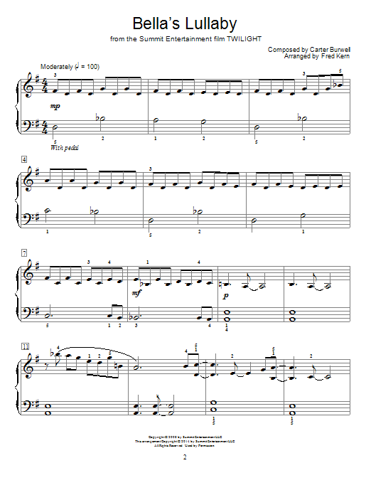 Fred Kern Bella's Lullaby sheet music notes and chords. Download Printable PDF.
