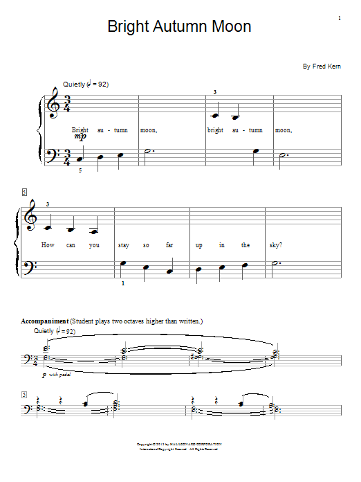 Fred Kern Bright Autumn Moon sheet music notes and chords. Download Printable PDF.