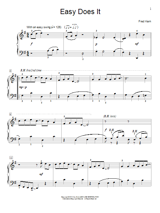 Fred Kern Easy Does It sheet music notes and chords. Download Printable PDF.