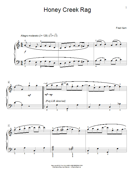 Fred Kern Honey Creek Rag sheet music notes and chords. Download Printable PDF.