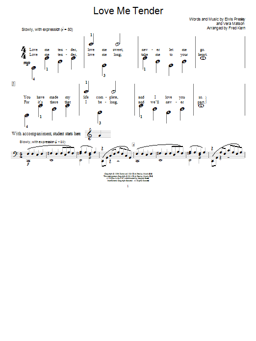 Elvis Presley Love Me Tender sheet music notes and chords. Download Printable PDF.