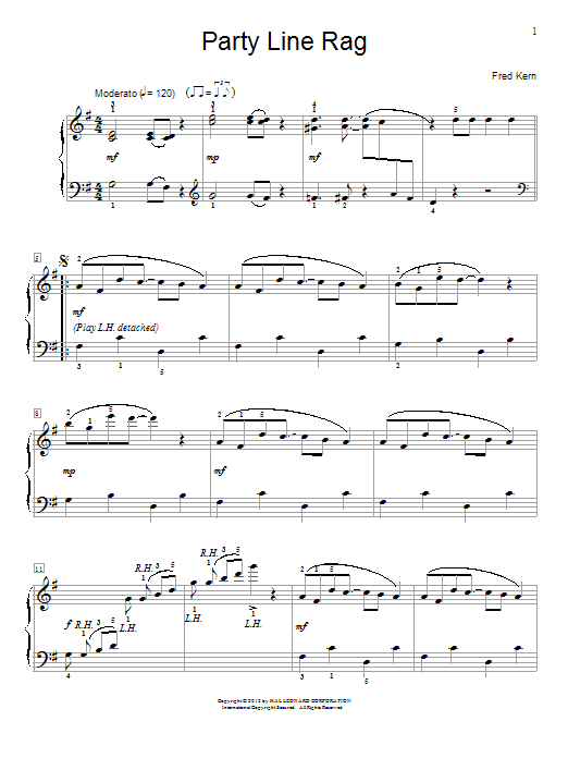 Fred Kern Party Line Rag sheet music notes and chords. Download Printable PDF.