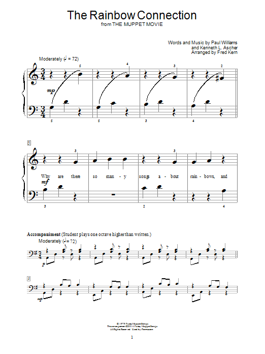 Fred Kern The Rainbow Connection sheet music notes and chords. Download Printable PDF.