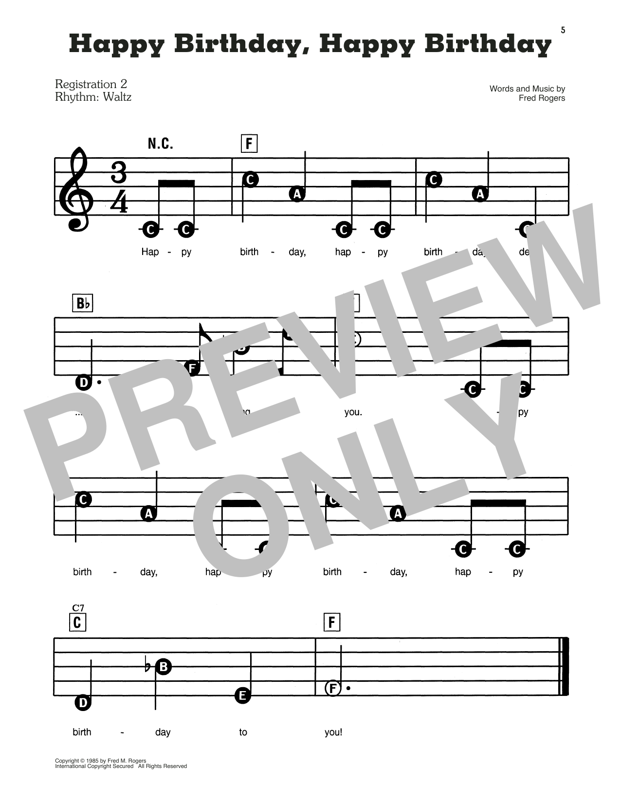 fred rogers happy birthday happy birthday from mister rogers neighborhood sheet music pdf notes chords children score ukulele download printable sku 424137