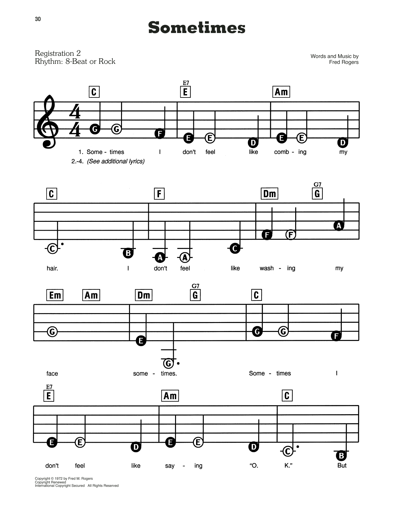 Learn to play Fred Rogers Sometimes (from Mister Rogers' Neighborhood) sheet music for Ukulele in minutes. Fred Rogers Sometimes (from Mister Rogers' Neighborhood) sheet music notes and chords. Download Printable PDF.