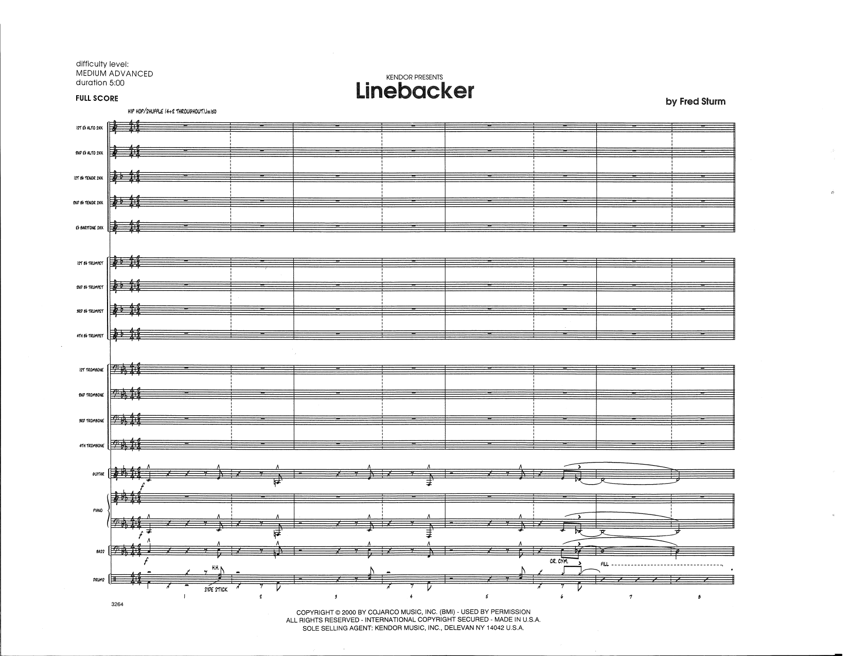 Learn to play Fred Sturm Linebacker - Full Score sheet music for Jazz Ensemble in minutes. Fred Sturm Linebacker - Full Score sheet music notes and chords. Download Printable PDF.