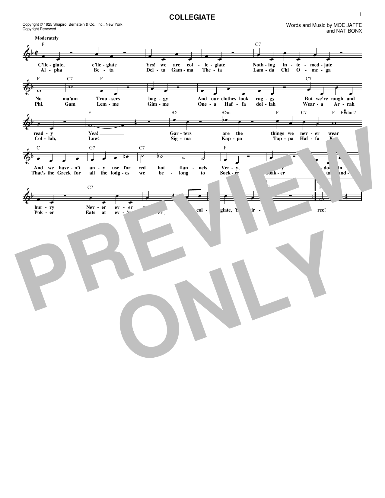 Fred Waring's Pennsylvanians Collegiate sheet music notes and chords. Download Printable PDF.