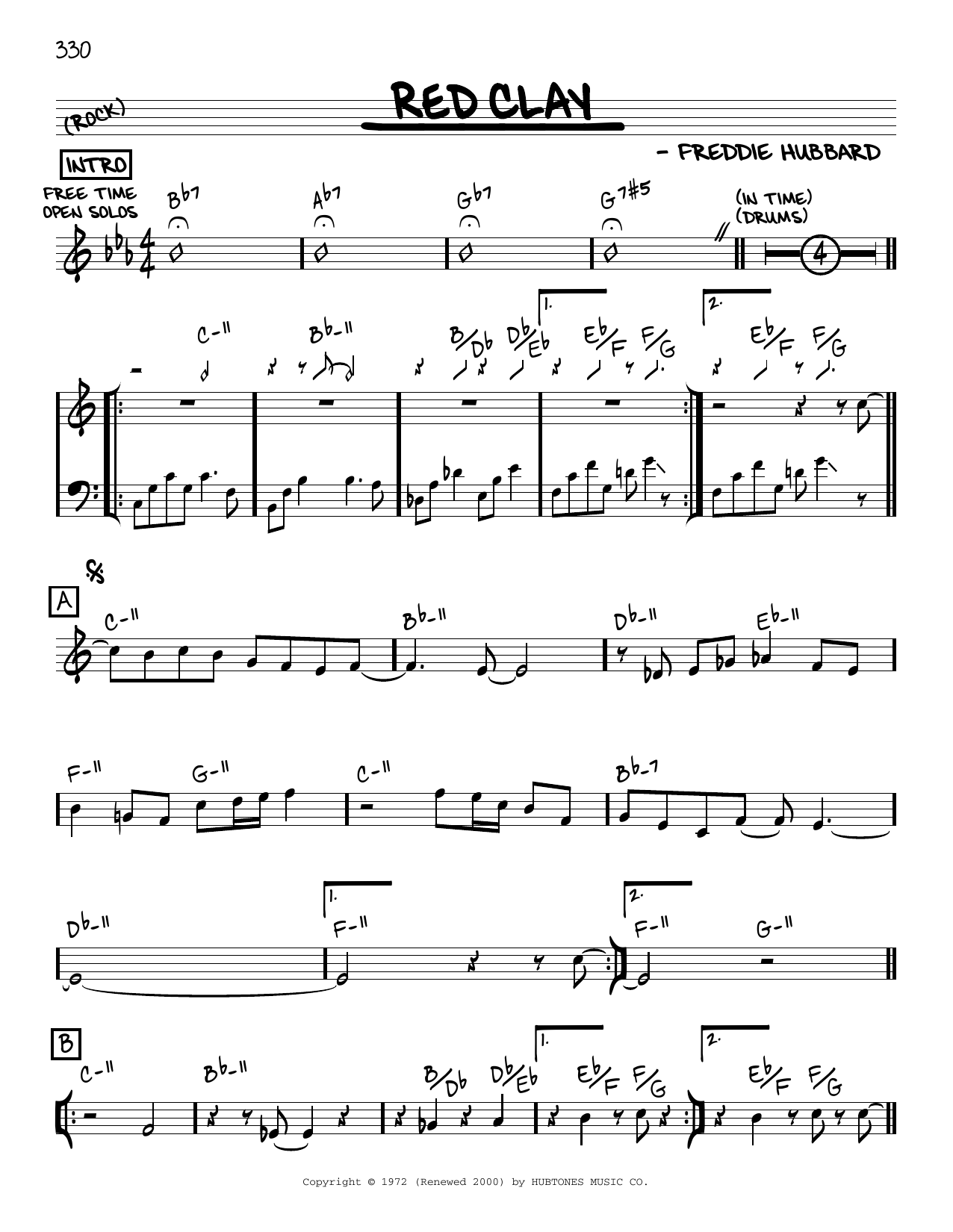 Freddie Hubbard "Red Clay [Reharmonized version] (arr. Grassel)" Sheet Music Notes, Chords | Download Printable PDF 479739 Score