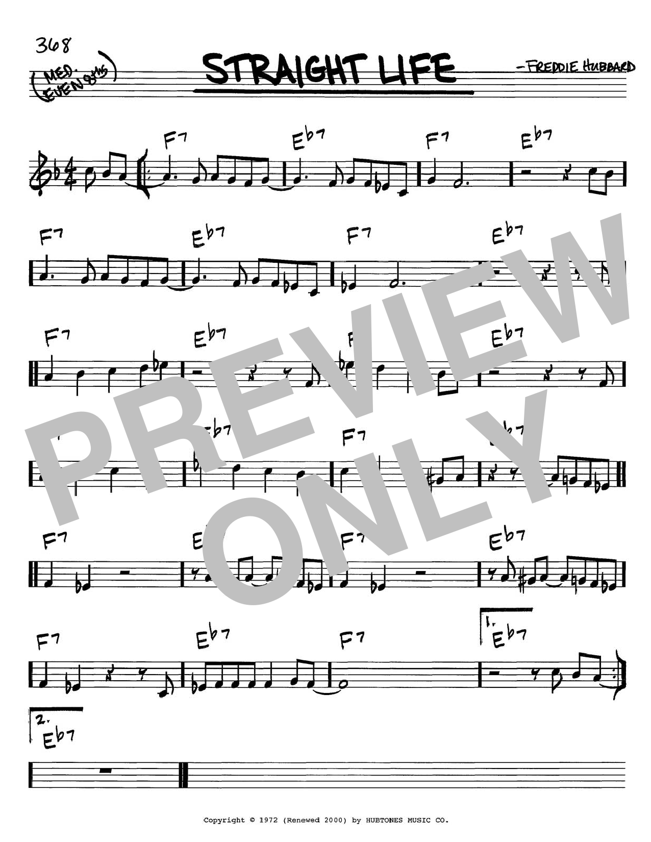 Freddie Hubbard Straight Life sheet music notes and chords. Download Printable PDF.