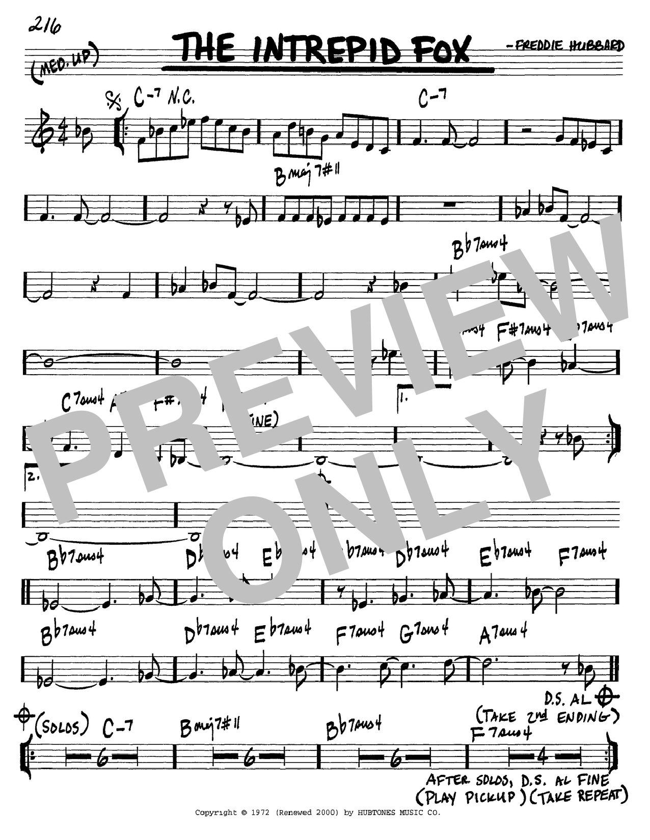 Freddie Hubbard The Intrepid Fox sheet music notes and chords. Download Printable PDF.