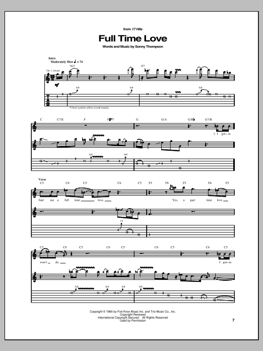 Freddie King Full Time Love sheet music notes and chords. Download Printable PDF.